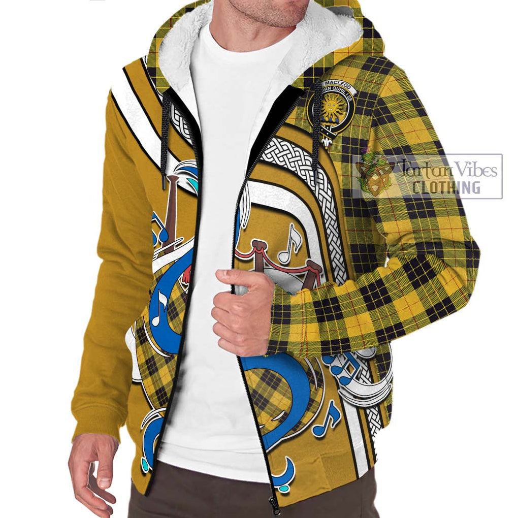 MacLeod of Lewis Ancient Tartan Sherpa Hoodie with Epic Bagpipe Style Unisex - Tartanvibesclothing Shop