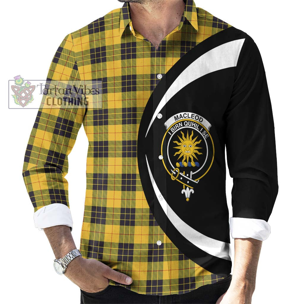 MacLeod of Lewis Ancient Tartan Long Sleeve Button Up with Family Crest Circle Style - Tartan Vibes Clothing