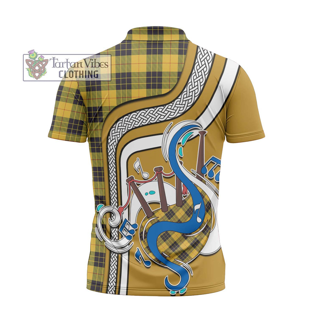 MacLeod of Lewis Ancient Tartan Zipper Polo Shirt with Epic Bagpipe Style - Tartanvibesclothing Shop