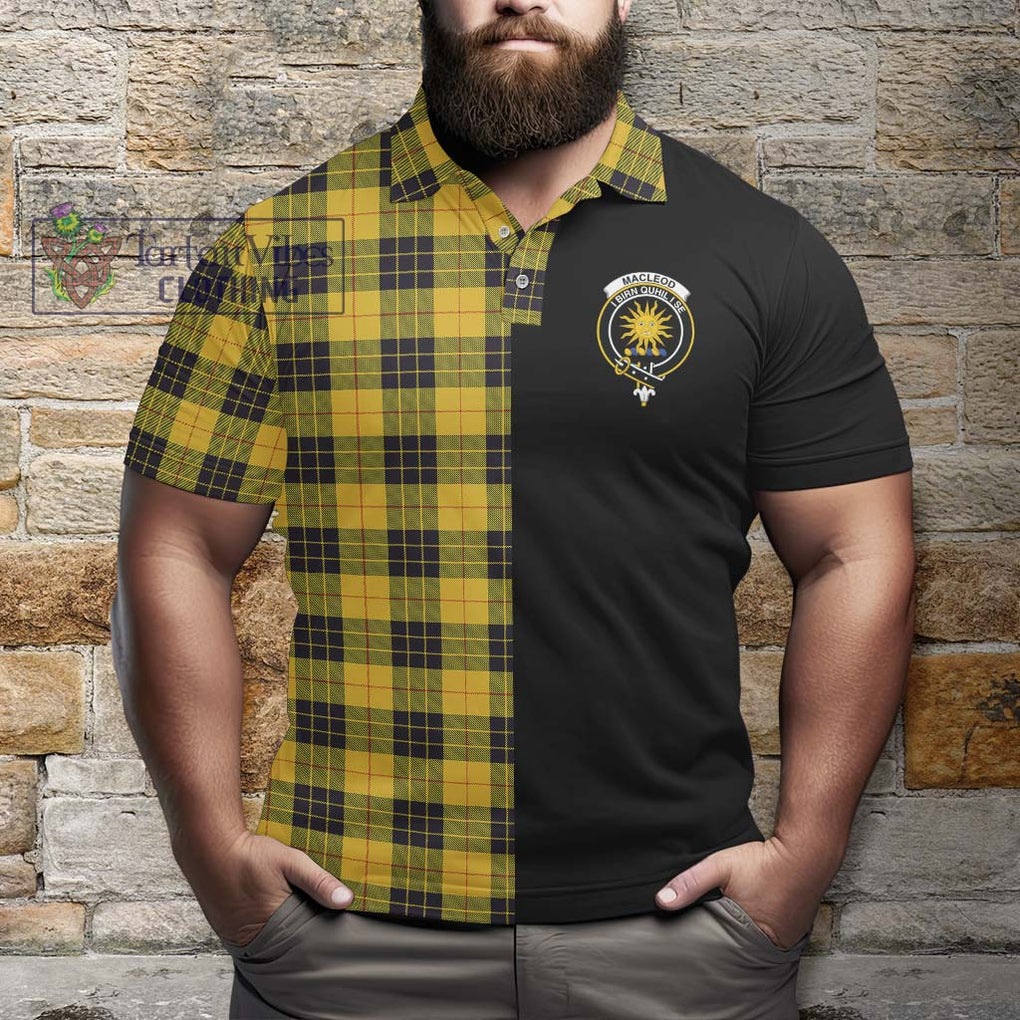 MacLeod of Lewis Ancient Tartan Polo Shirt with Family Crest and Half Of Me Style - Tartanvibesclothing Shop