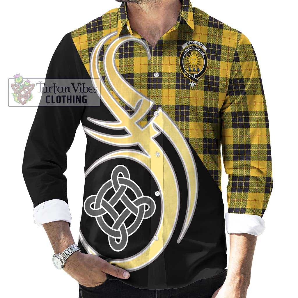 MacLeod of Lewis Ancient Tartan Long Sleeve Button Shirt with Family Crest and Celtic Symbol Style - Tartan Vibes Clothing