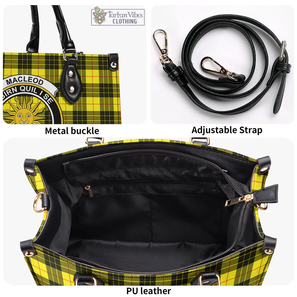 Tartan Vibes Clothing MacLeod of Lewis Modern Tartan Luxury Leather Handbags with Family Crest