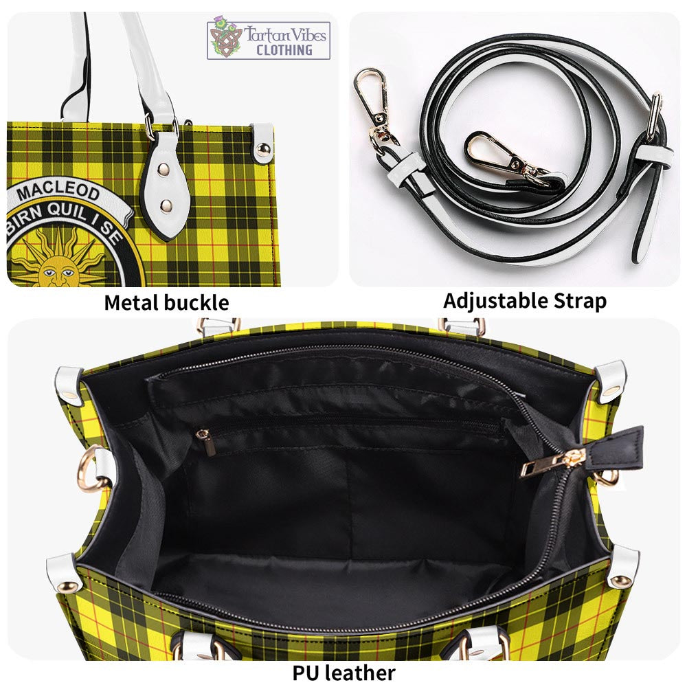 Tartan Vibes Clothing MacLeod of Lewis Modern Tartan Luxury Leather Handbags with Family Crest