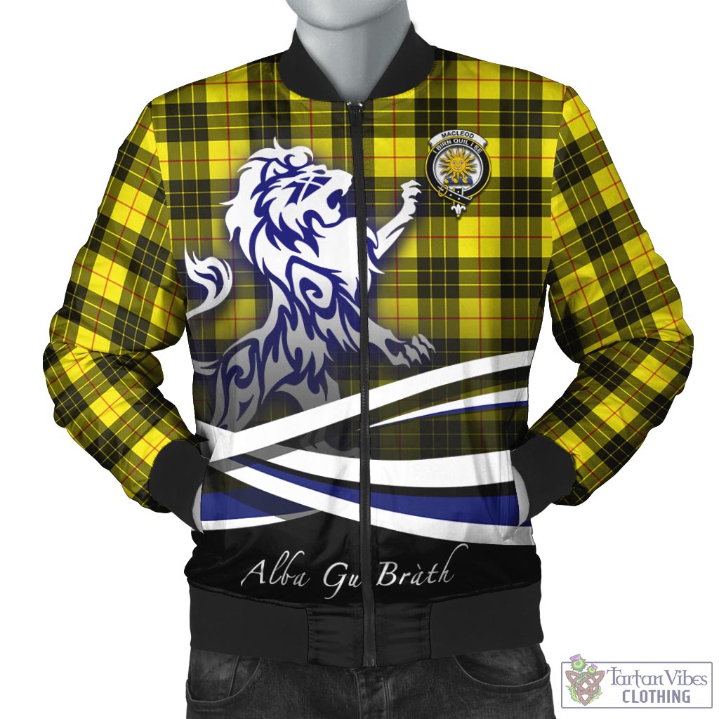 Tartan Vibes Clothing MacLeod of Lewis Modern Tartan Bomber Jacket with Alba Gu Brath Regal Lion Emblem