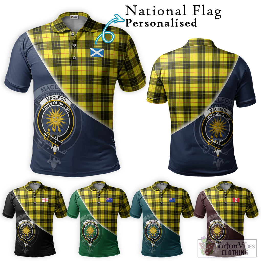 MacLeod (McLeod) Tartan Polo Shirt with Personalised National Flag and Family Crest Half Style Maroon - Tartanvibesclothing Shop