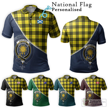 MacLeod (McLeod) Tartan Polo Shirt with Personalised National Flag and Family Crest Half Style