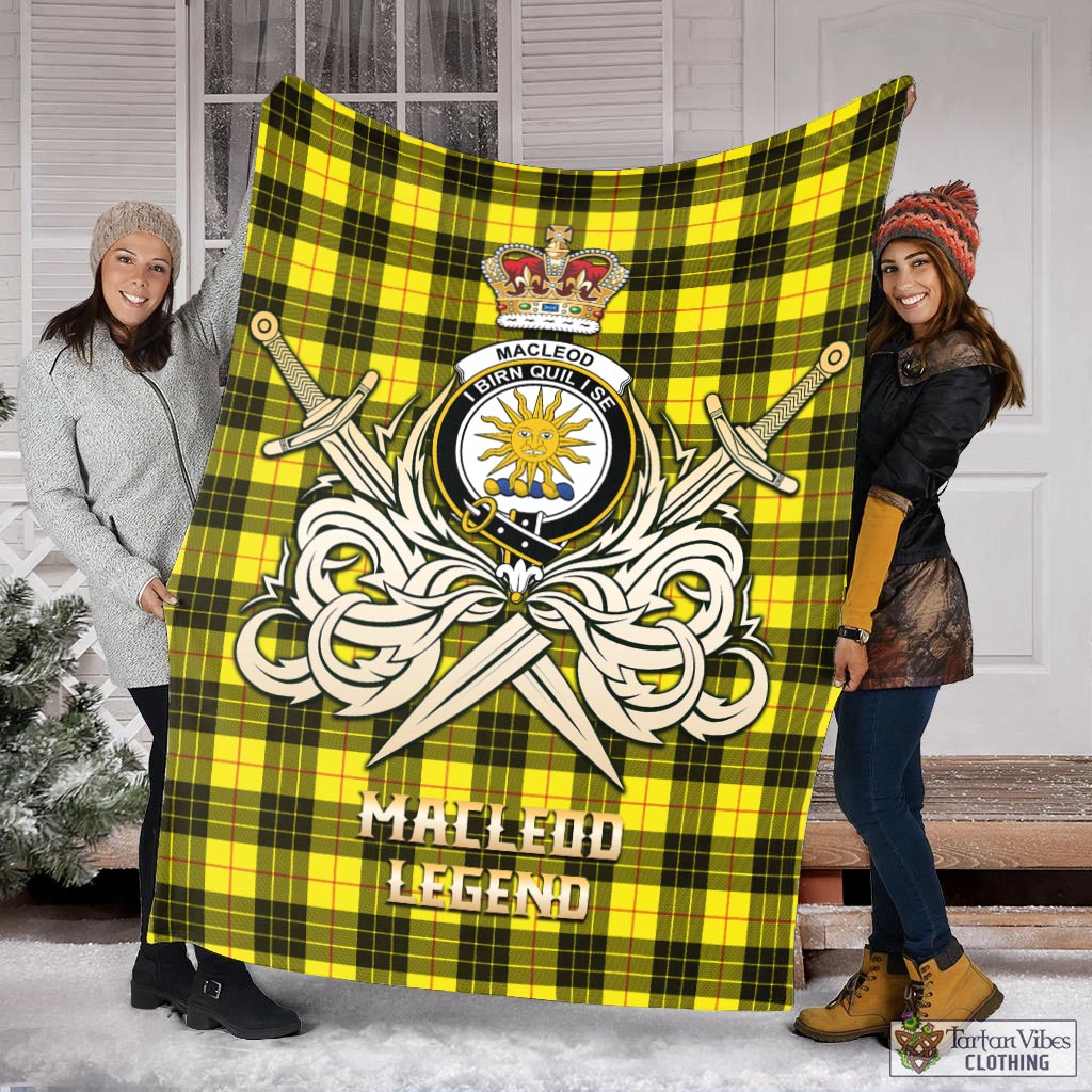 Tartan Vibes Clothing MacLeod of Lewis Modern Tartan Blanket with Clan Crest and the Golden Sword of Courageous Legacy