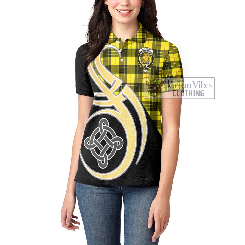 MacLeod (McLeod) Tartan Women's Polo Shirt with Family Crest and Celtic Symbol Style Women - Tartan Vibes Clothing