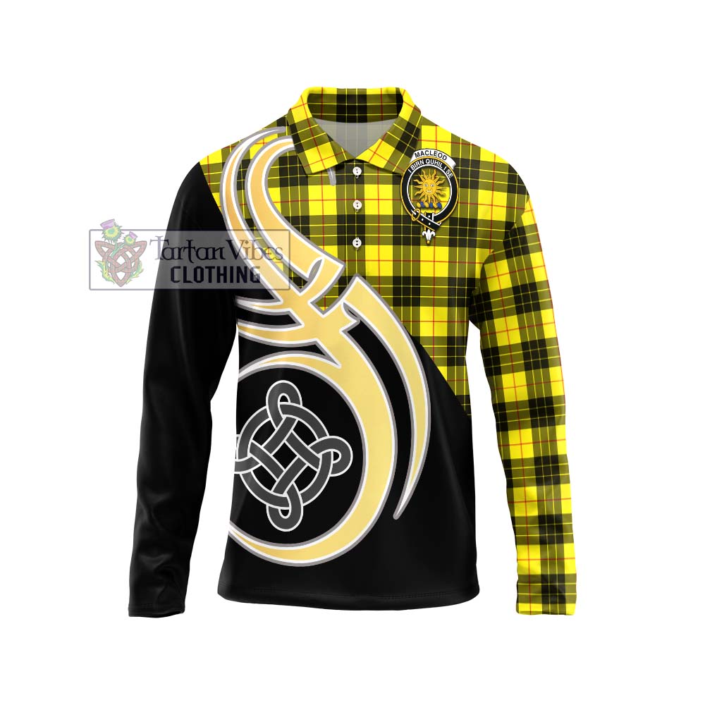 MacLeod (McLeod) Tartan Long Sleeve Polo Shirt with Family Crest and Celtic Symbol Style Unisex - Tartan Vibes Clothing