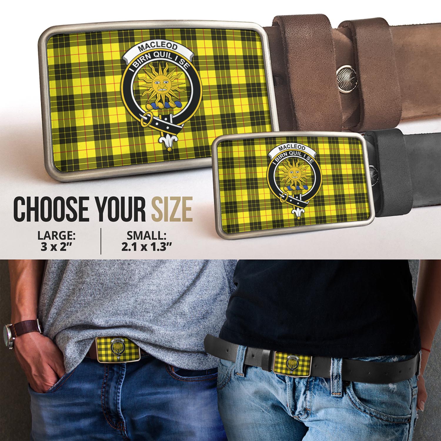 MacLeod (McLeod) Tartan Belt Buckles with Family Crest - Tartan Vibes Clothing