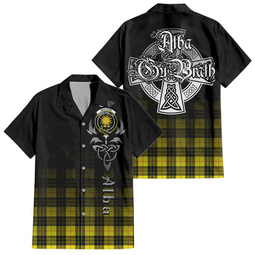 MacLeod (McLeod) Tartan Short Sleeve Button Up Shirt Featuring Alba Gu Brath Family Crest Celtic Inspired