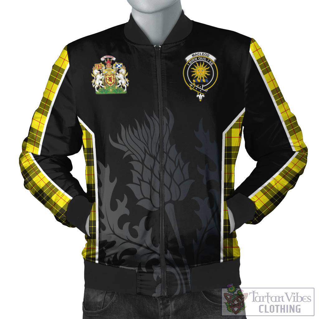 Tartan Vibes Clothing MacLeod of Lewis Modern Tartan Bomber Jacket with Family Crest and Scottish Thistle Vibes Sport Style