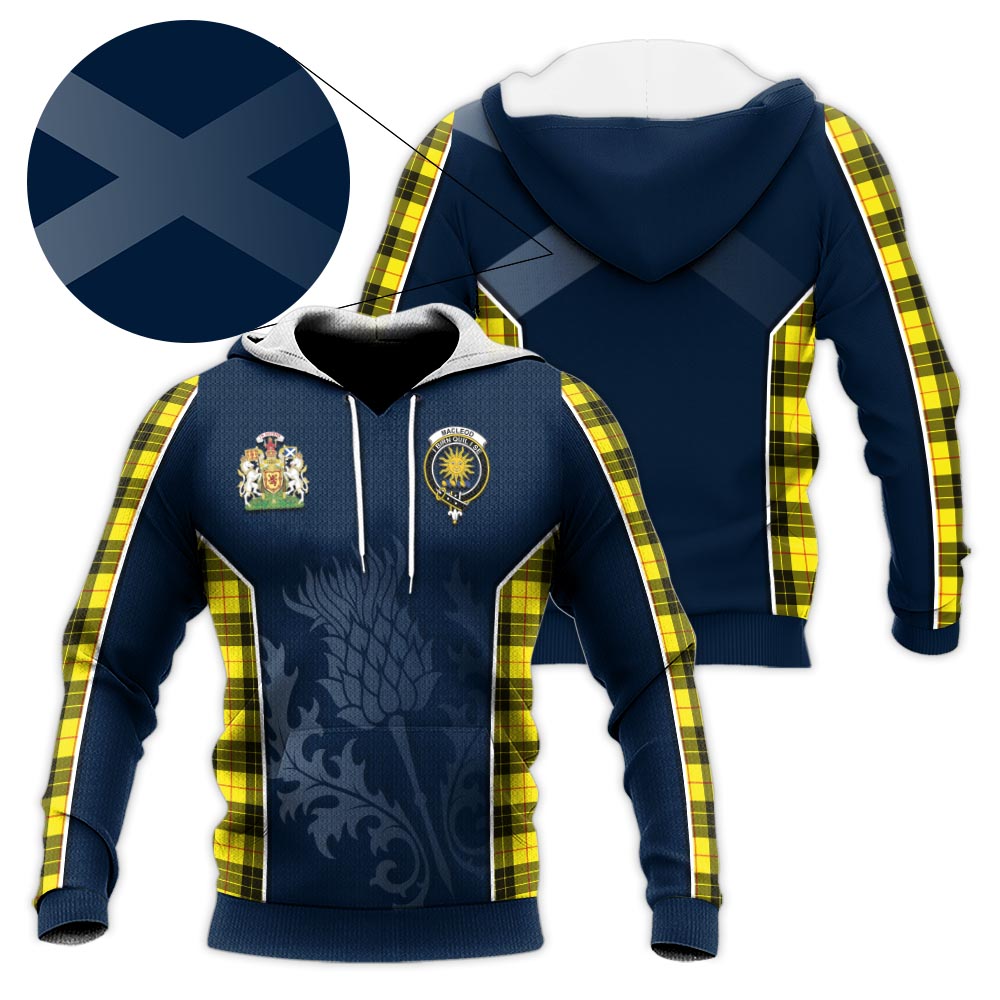 Tartan Vibes Clothing MacLeod of Lewis Modern Tartan Knitted Hoodie with Family Crest and Scottish Thistle Vibes Sport Style