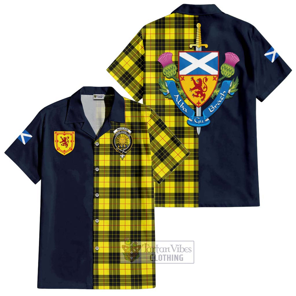 Tartan Vibes Clothing MacLeod of Lewis Modern Tartan Short Sleeve Button Shirt with Scottish Lion Royal Arm Half Style