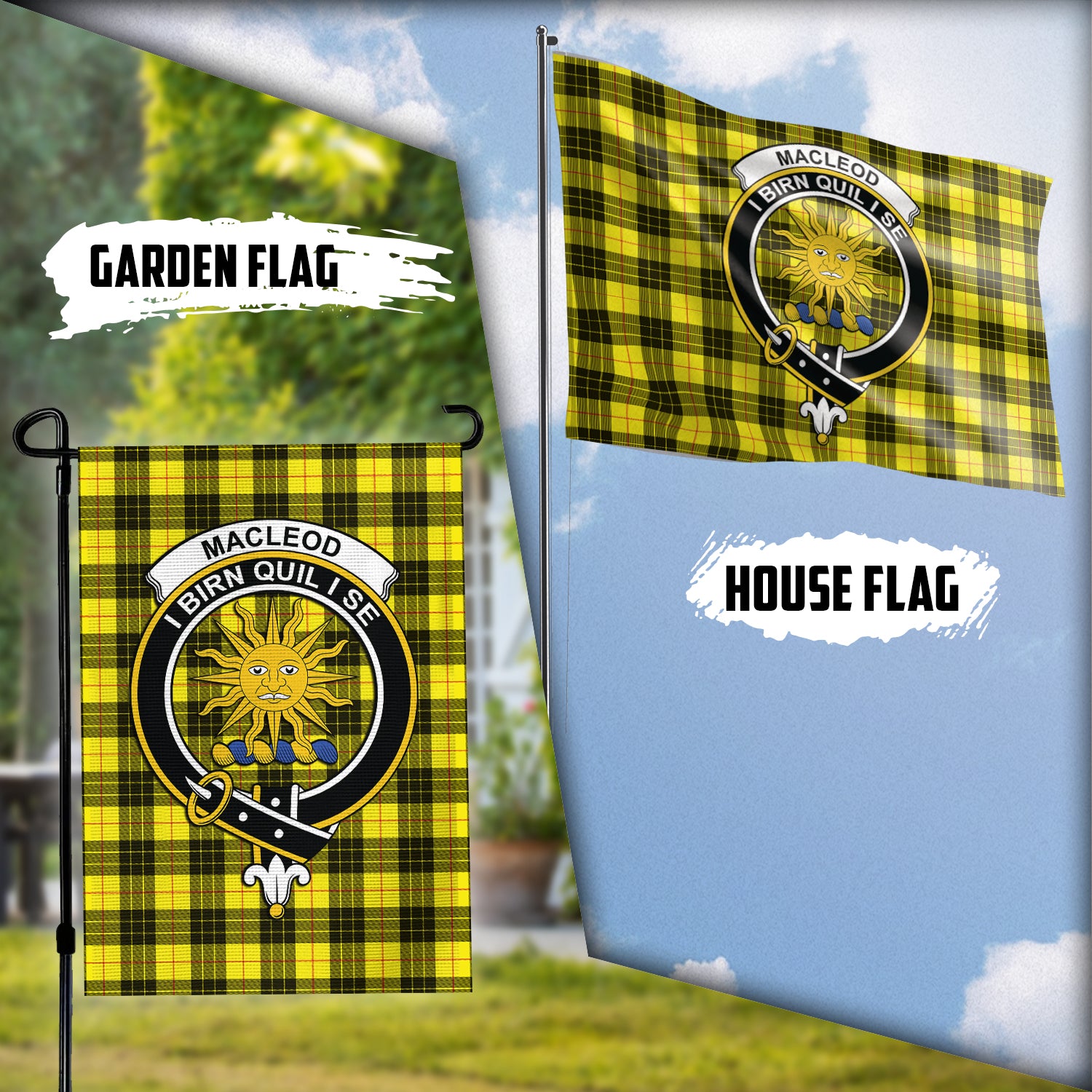 MacLeod (McLeod) Tartan Flag with Family Crest Garden Flag (Vertical) - Tartan Vibes Clothing