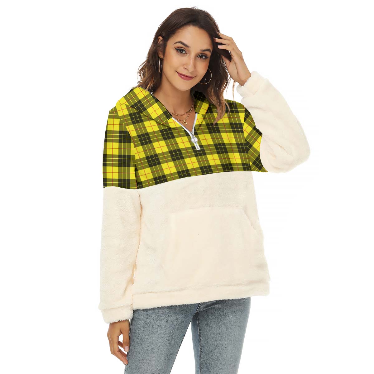 MacLeod (McLeod) Tartan Women's Borg Fleece Hoodie With Half Zip Female - Tartan Vibes Clothing