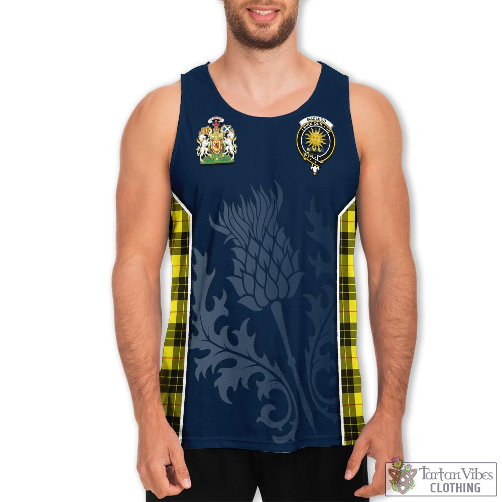 Tartan Vibes Clothing MacLeod of Lewis Modern Tartan Men's Tanks Top with Family Crest and Scottish Thistle Vibes Sport Style