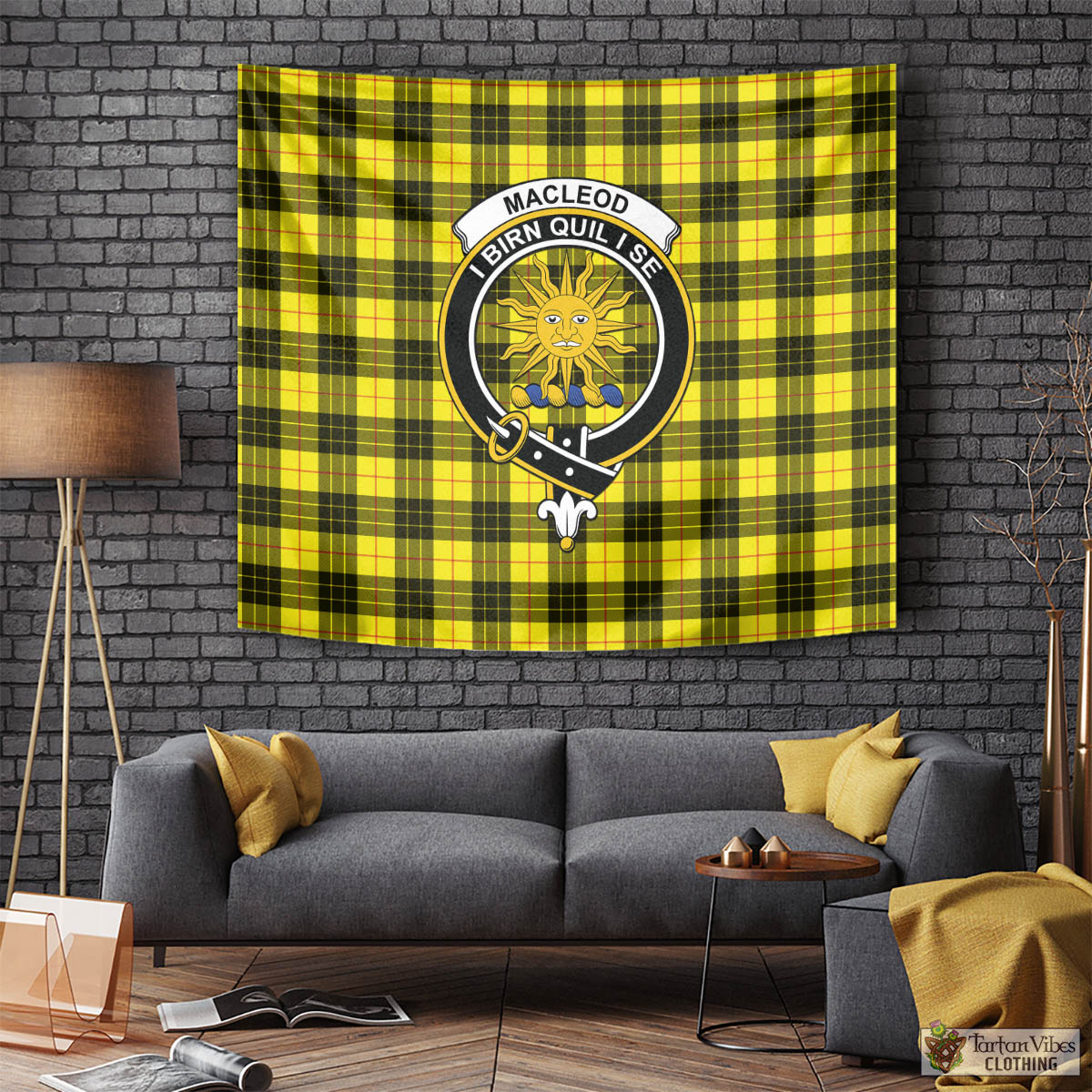 Tartan Vibes Clothing MacLeod of Lewis Modern Tartan Tapestry Wall Hanging and Home Decor for Room with Family Crest