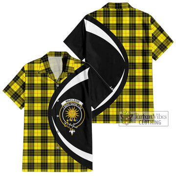 MacLeod (McLeod) Tartan Short Sleeve Button Up with Family Crest Circle Style