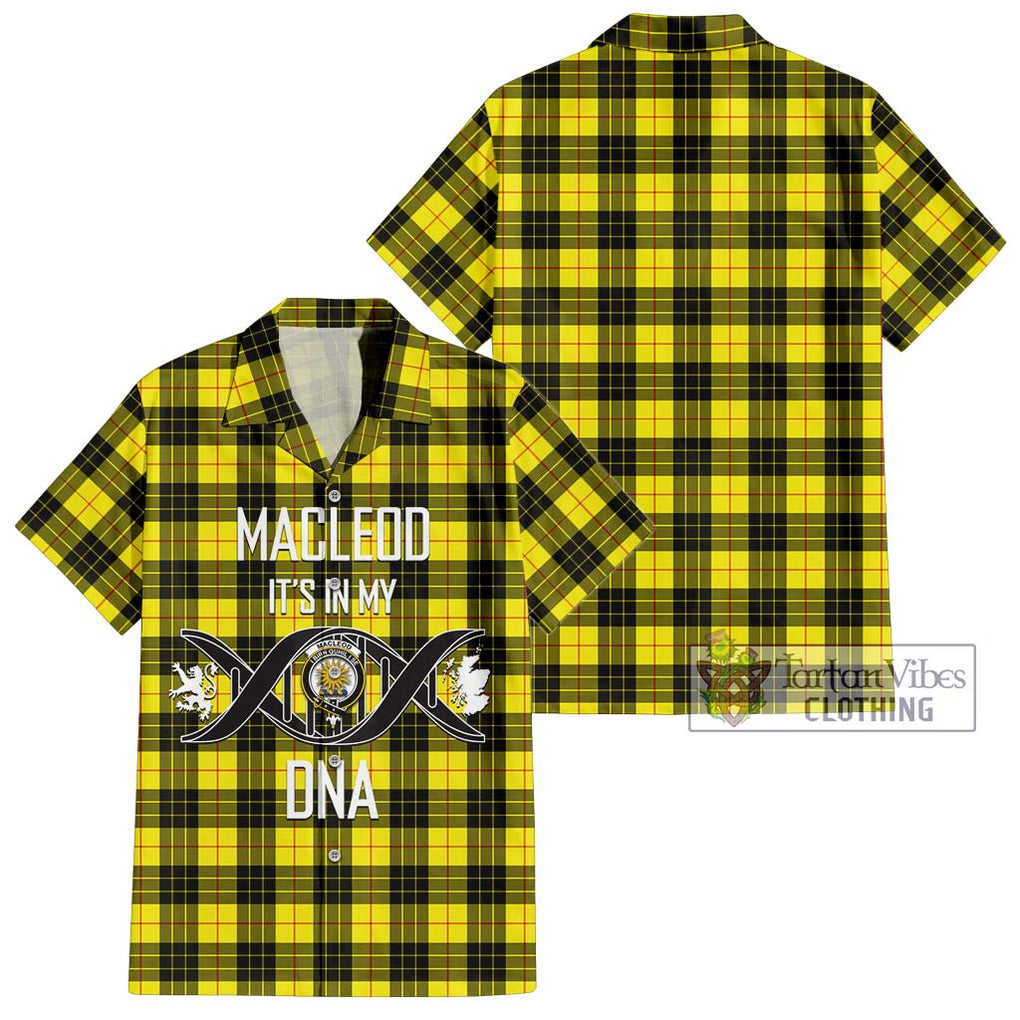 MacLeod (McLeod) Tartan Short Sleeve Button Shirt with Family Crest DNA In Me Style Kid - Tartanvibesclothing Shop