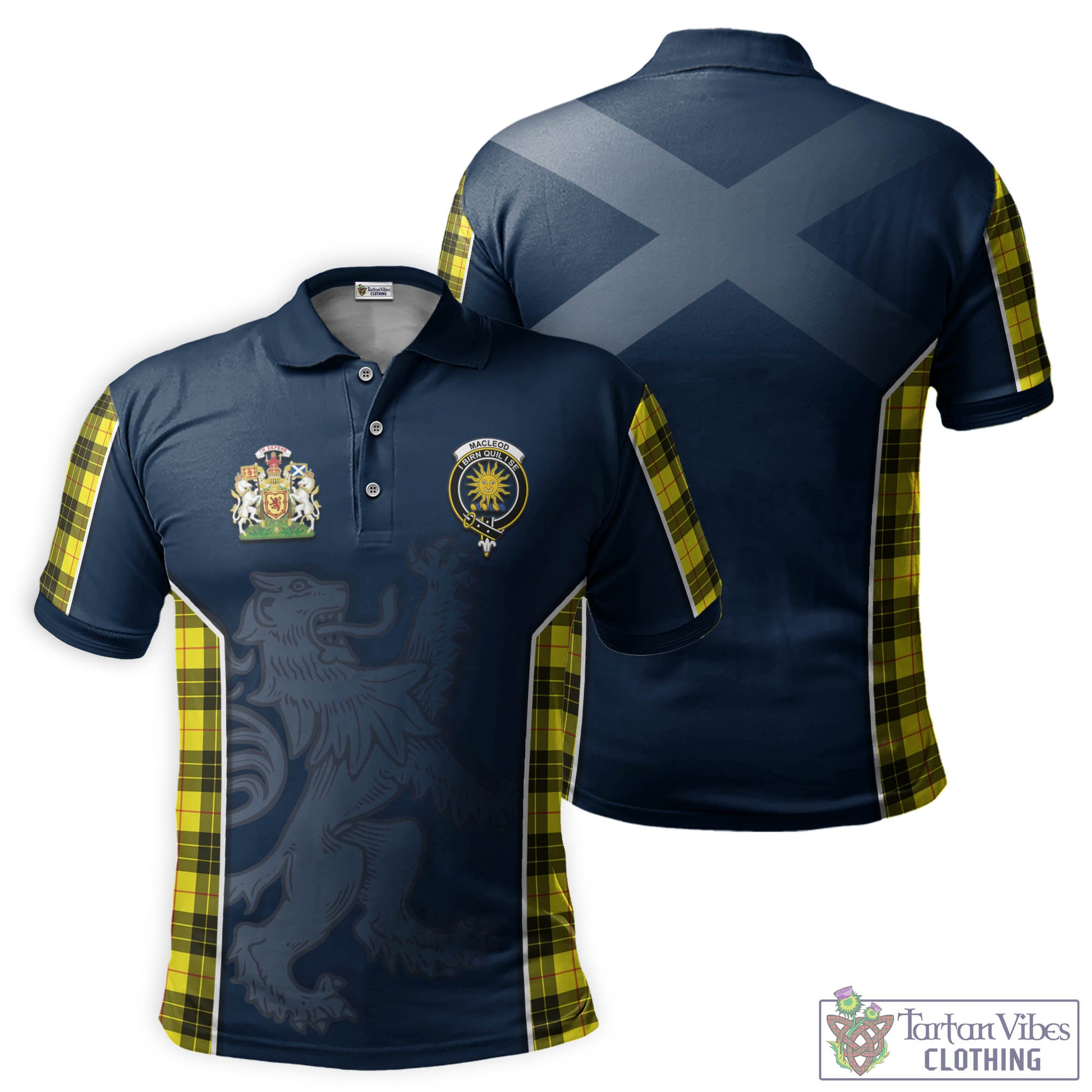 Tartan Vibes Clothing MacLeod of Lewis Modern Tartan Men's Polo Shirt with Family Crest and Lion Rampant Vibes Sport Style