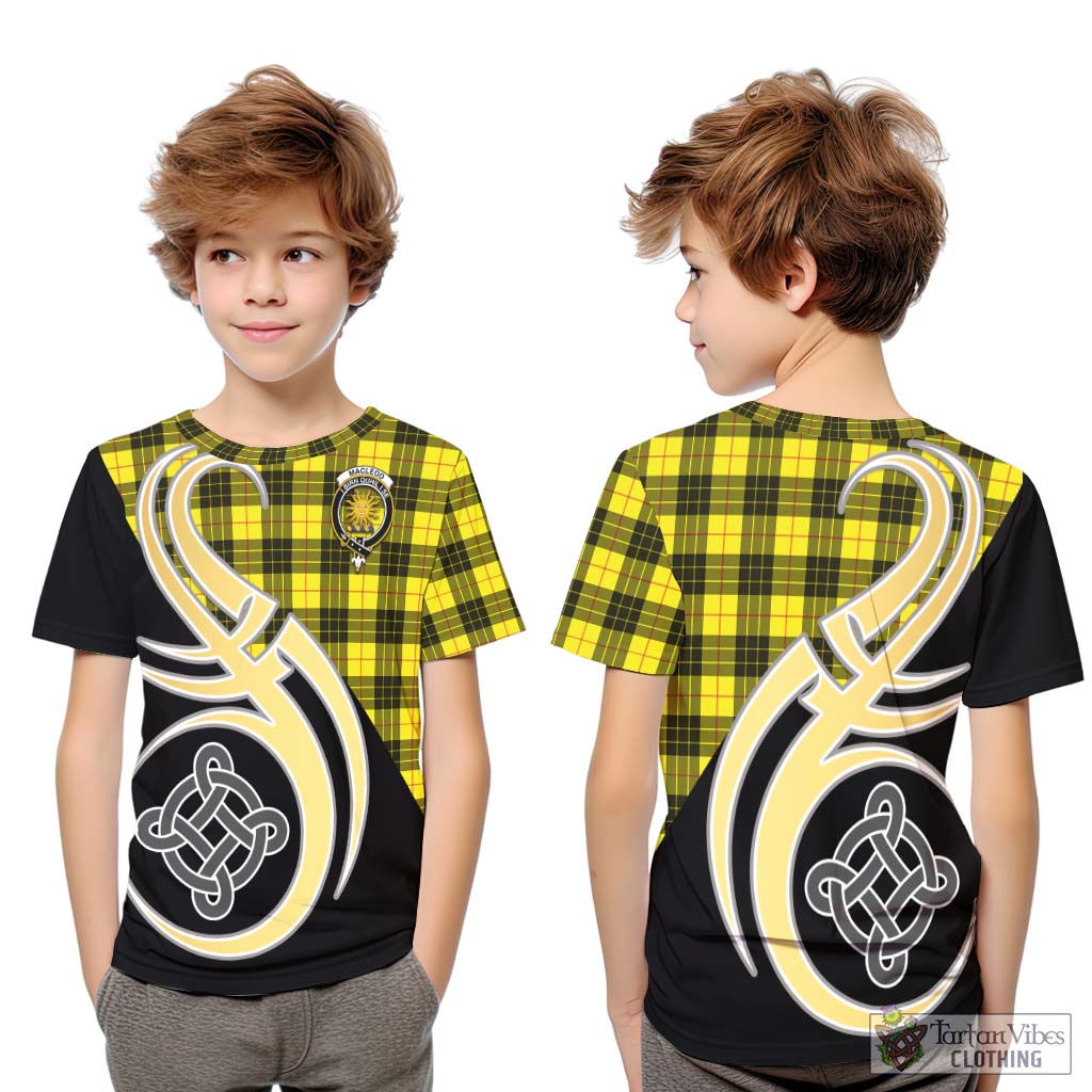 MacLeod (McLeod) Tartan Kid T-Shirt with Family Crest and Celtic Symbol Style Youth XL Size14 - Tartan Vibes Clothing