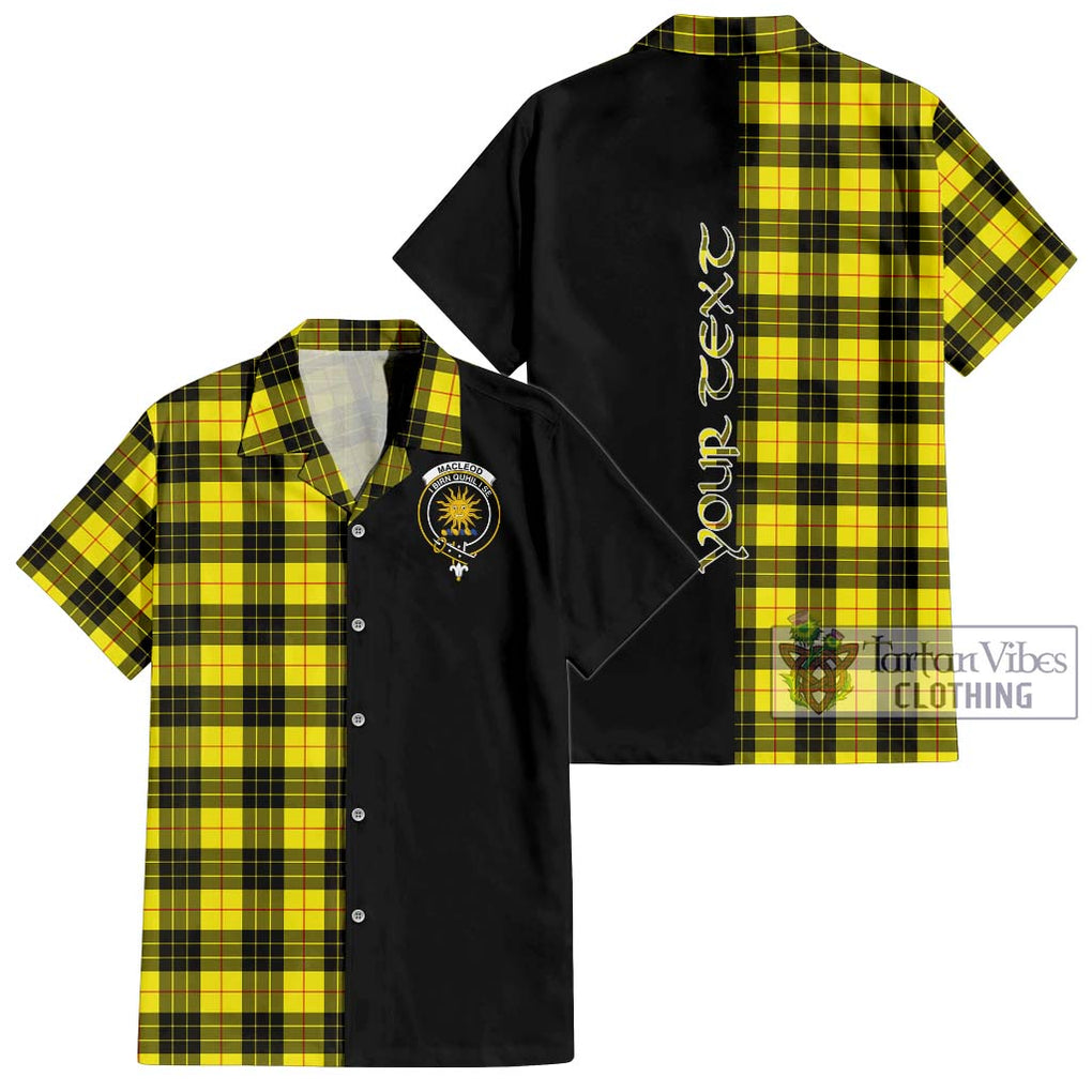 MacLeod (McLeod) Tartan Short Sleeve Button Shirt with Family Crest and Half Of Me Style Kid - Tartanvibesclothing Shop