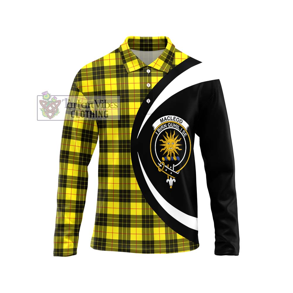 MacLeod (McLeod) Tartan Long Sleeve Polo Shirt with Family Crest Circle Style Unisex - Tartan Vibes Clothing