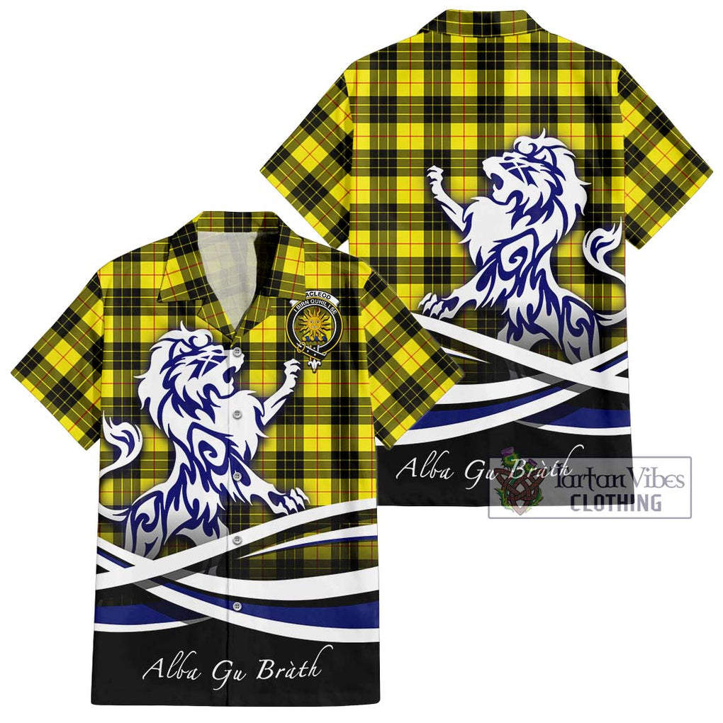 MacLeod (McLeod) Tartan Short Sleeve Button Shirt with Alba Gu Brath Regal Lion Emblem Kid - Tartanvibesclothing Shop