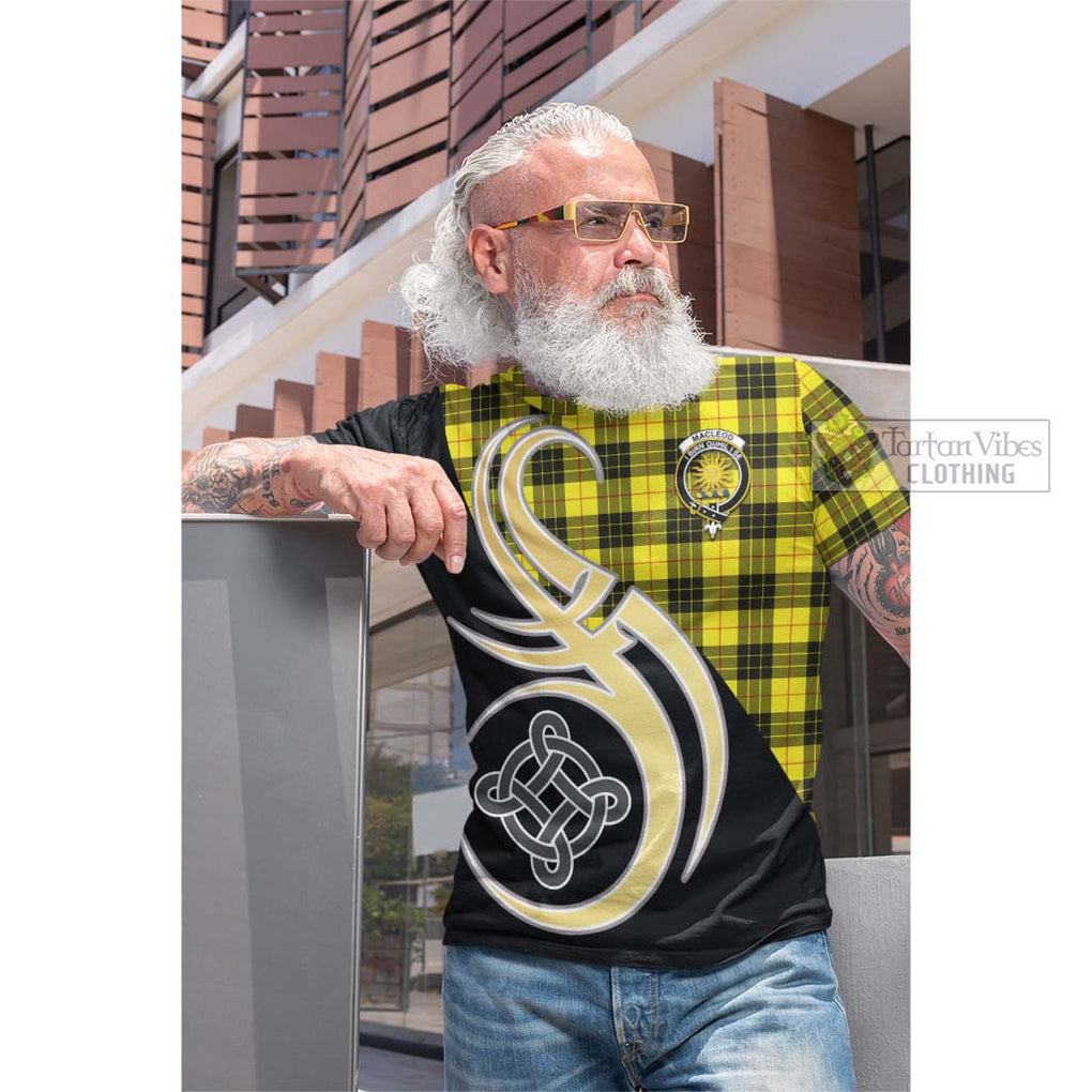 Tartan Vibes Clothing MacLeod of Lewis Modern Tartan Cotton T-shirt with Family Crest and Celtic Symbol Style