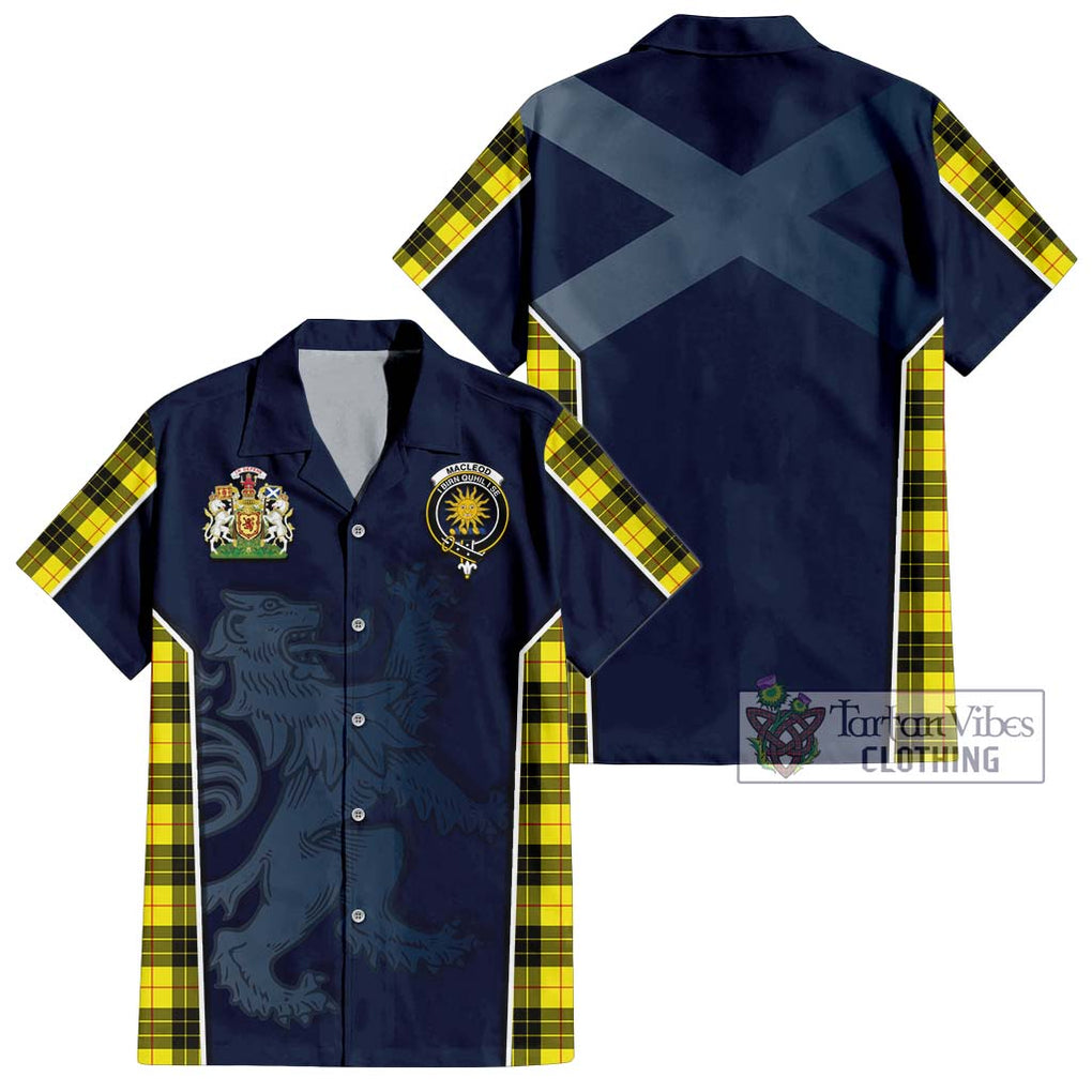 MacLeod (McLeod) Tartan Short Sleeve Button Shirt with Family Crest and Lion Rampant Vibes Sport Style Kid - Tartan Vibes Clothing