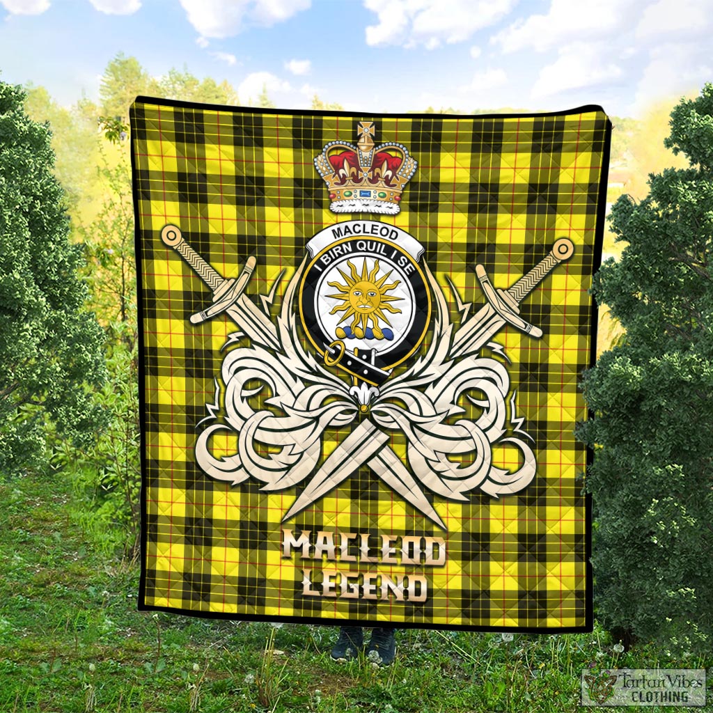 Tartan Vibes Clothing MacLeod of Lewis Modern Tartan Quilt with Clan Crest and the Golden Sword of Courageous Legacy