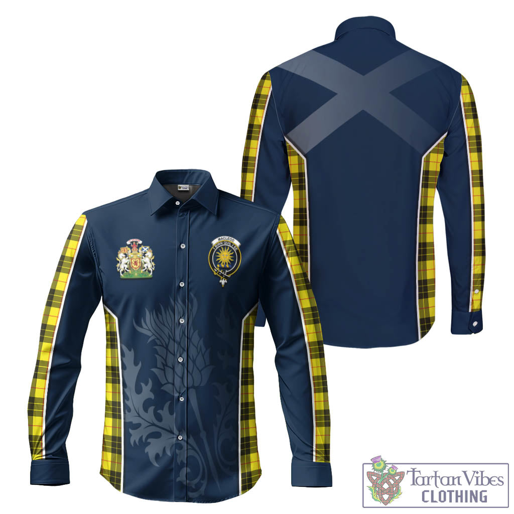 Tartan Vibes Clothing MacLeod of Lewis Modern Tartan Long Sleeve Button Up Shirt with Family Crest and Scottish Thistle Vibes Sport Style