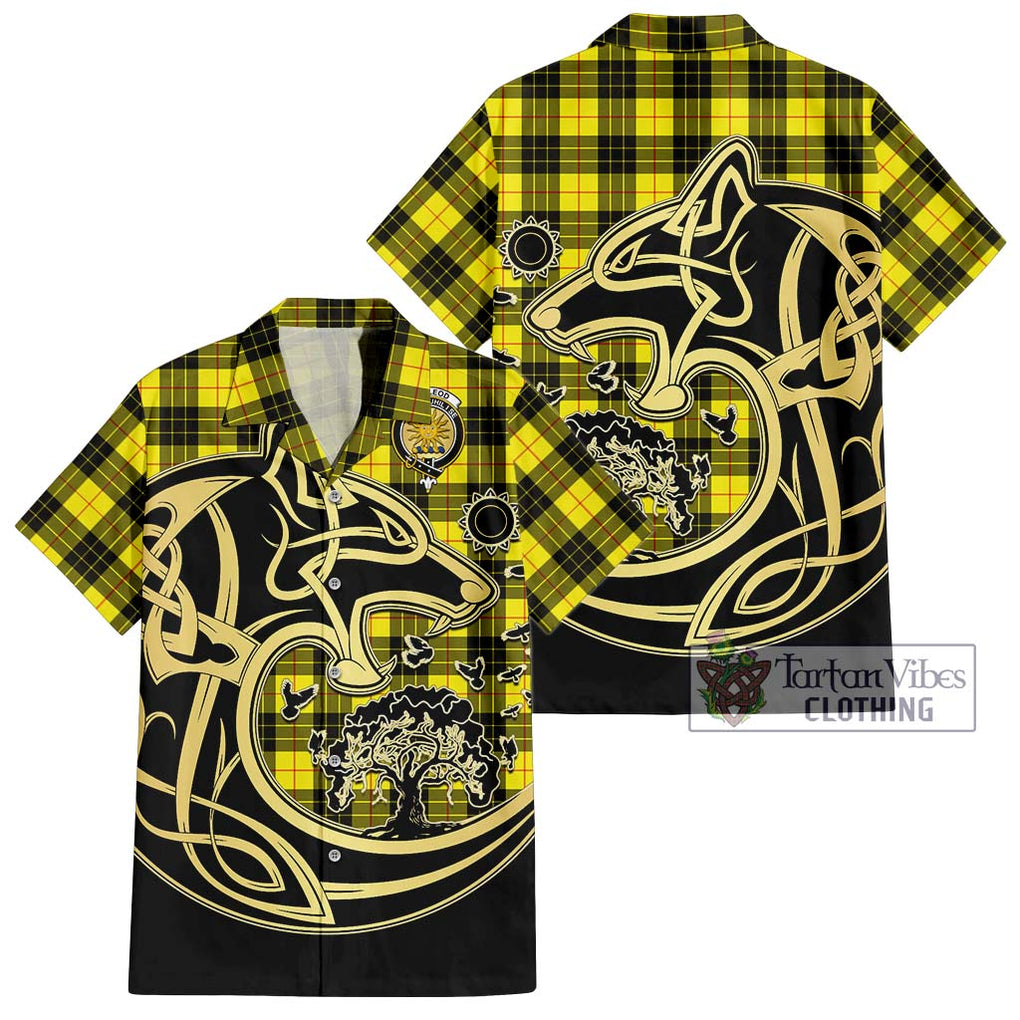 MacLeod (McLeod) Tartan Short Sleeve Button Shirt with Family Crest Celtic Wolf Style Kid - Tartan Vibes Clothing