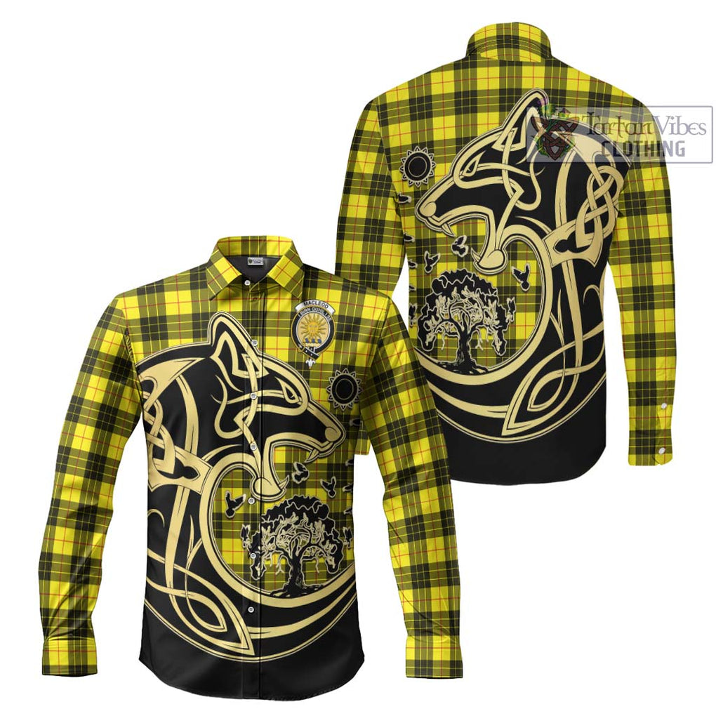 MacLeod (McLeod) Tartan Long Sleeve Button Shirt with Family Crest Celtic Wolf Style Men's Shirt S - Tartan Vibes Clothing