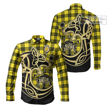 MacLeod (McLeod) Tartan Long Sleeve Button Shirt with Family Crest Celtic Wolf Style