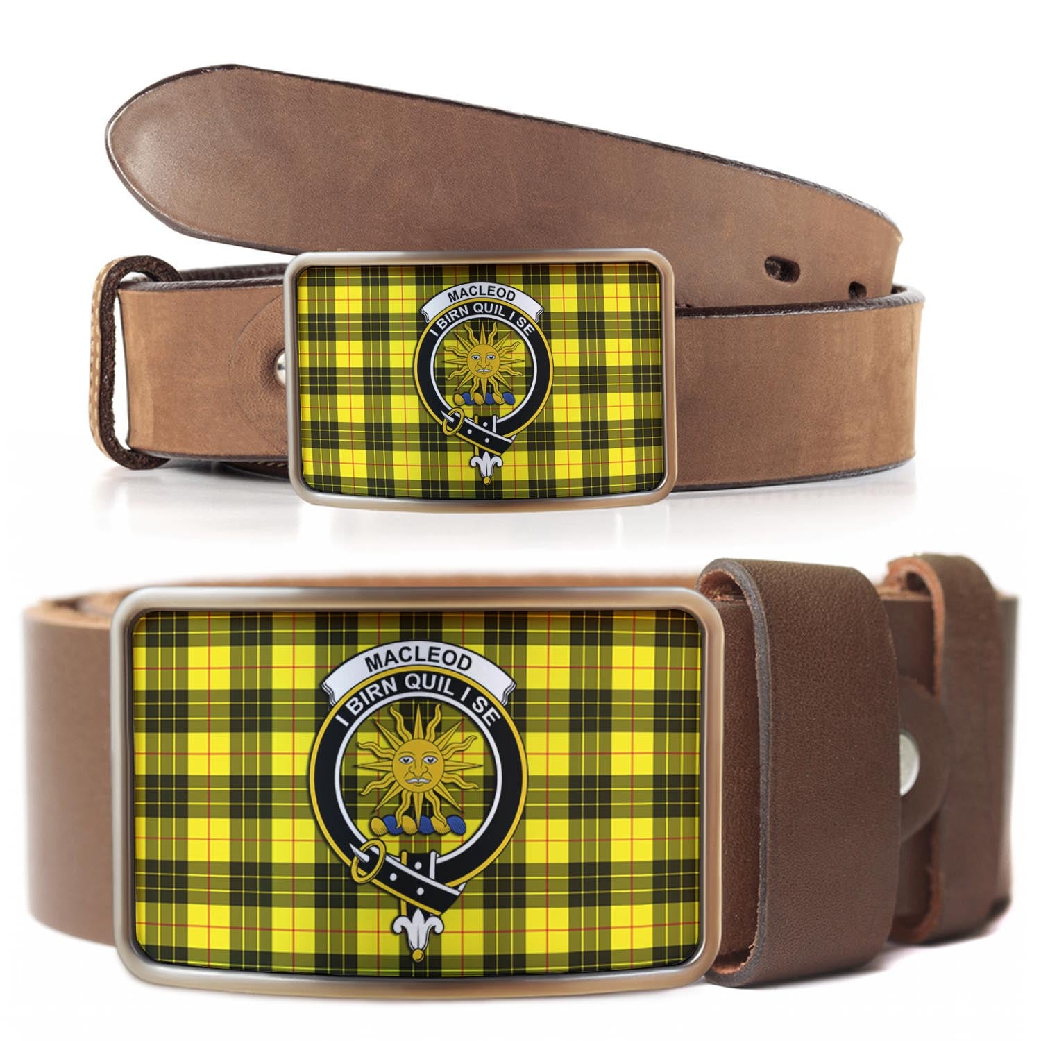 MacLeod (McLeod) Tartan Belt Buckles with Family Crest - Tartan Vibes Clothing