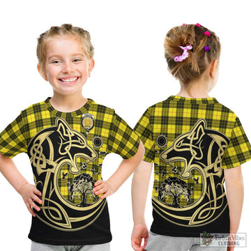 MacLeod (McLeod) Tartan Kid T-Shirt with Family Crest Celtic Wolf Style