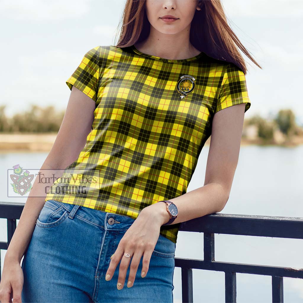 MacLeod (McLeod) Tartan Cotton T-Shirt with Family Crest Women's Shirt - Tartanvibesclothing Shop