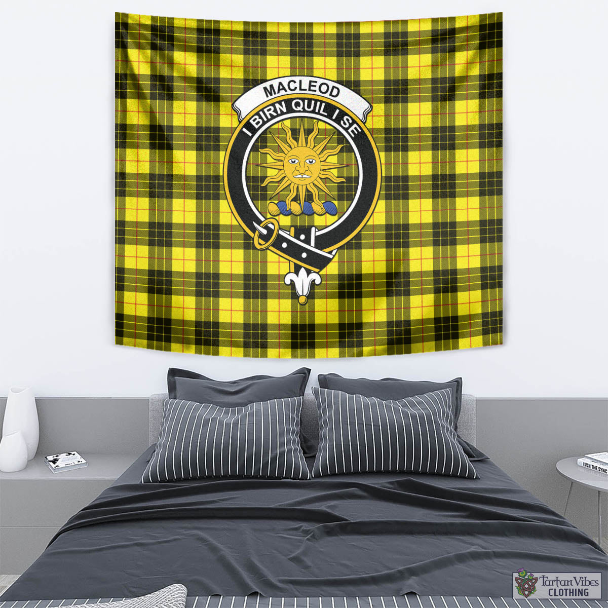 Tartan Vibes Clothing MacLeod of Lewis Modern Tartan Tapestry Wall Hanging and Home Decor for Room with Family Crest