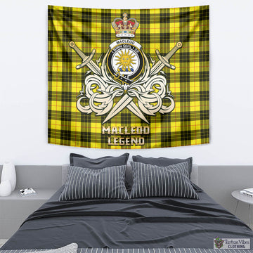 MacLeod (McLeod) Tartan Tapestry with Clan Crest and the Golden Sword of Courageous Legacy