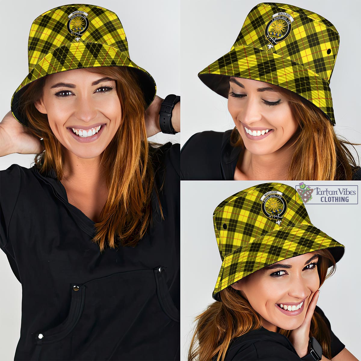 Tartan Vibes Clothing MacLeod of Lewis Modern Tartan Bucket Hat with Family Crest