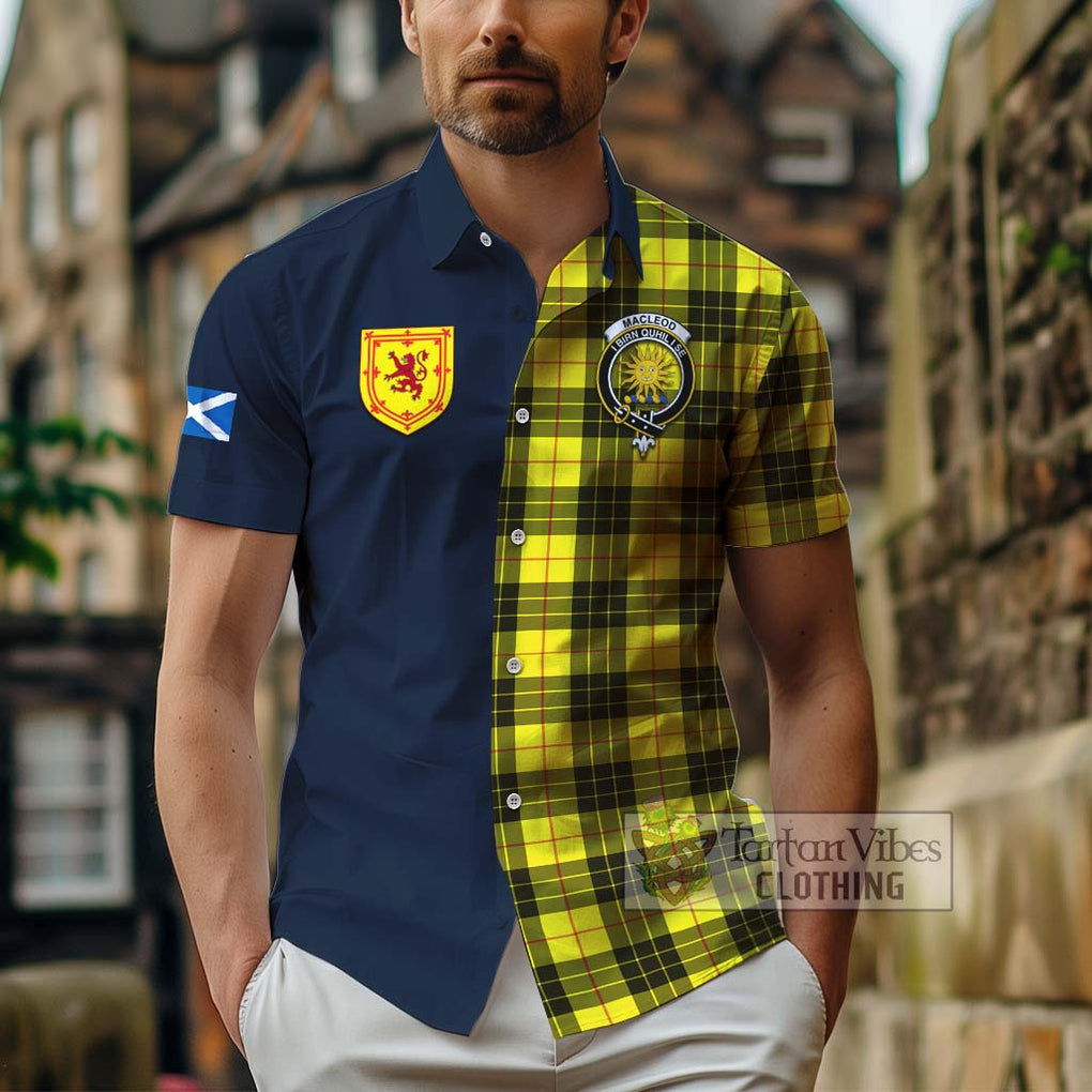 Tartan Vibes Clothing MacLeod of Lewis Modern Tartan Short Sleeve Button Shirt with Scottish Lion Royal Arm Half Style