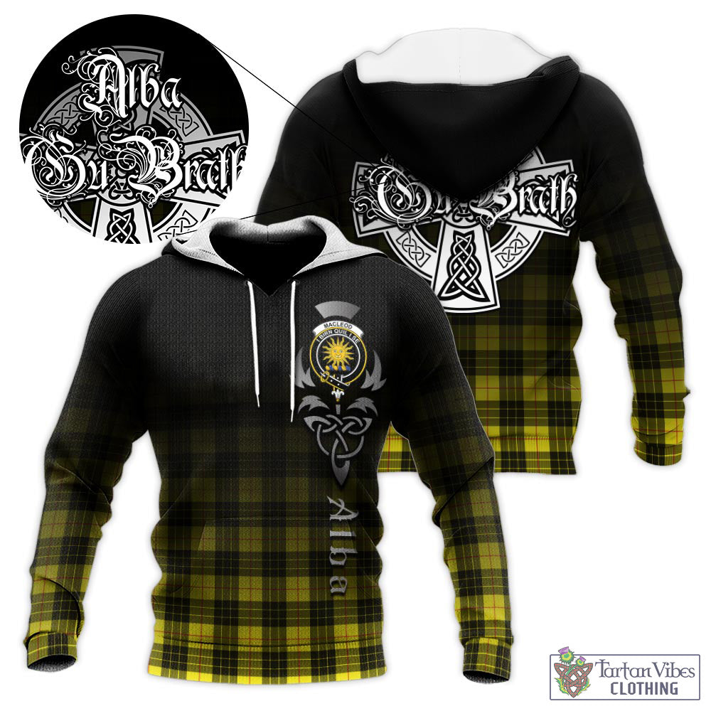 Tartan Vibes Clothing MacLeod of Lewis Modern Tartan Knitted Hoodie Featuring Alba Gu Brath Family Crest Celtic Inspired