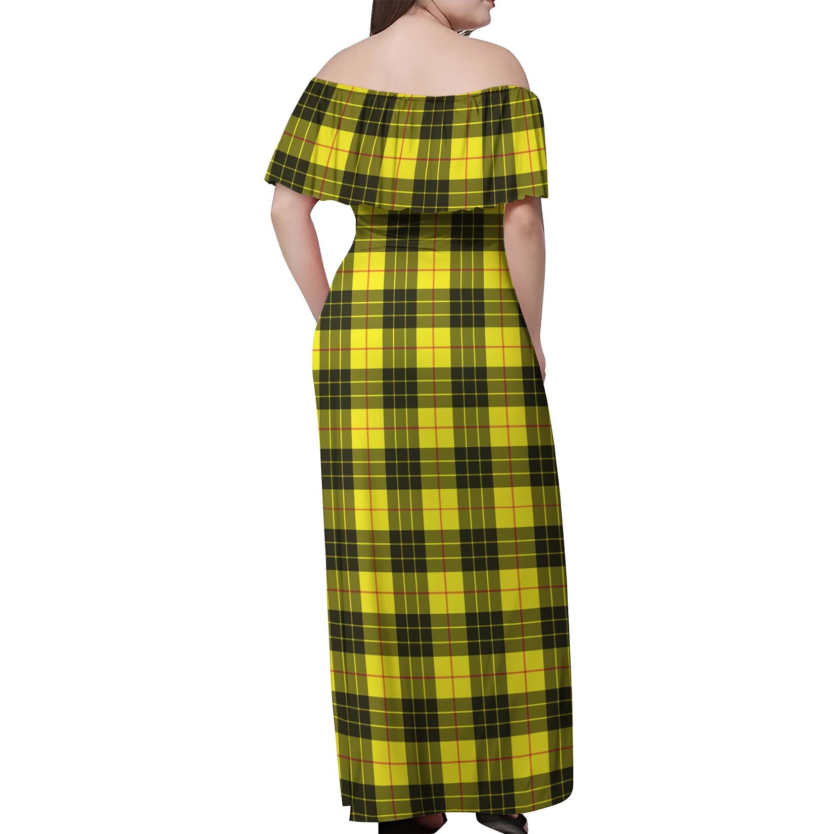 MacLeod of Lewis Modern Tartan Off Shoulder Long Dress - Tartanvibesclothing