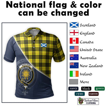 MacLeod (McLeod) Tartan Polo Shirt with Personalised National Flag and Family Crest Half Style