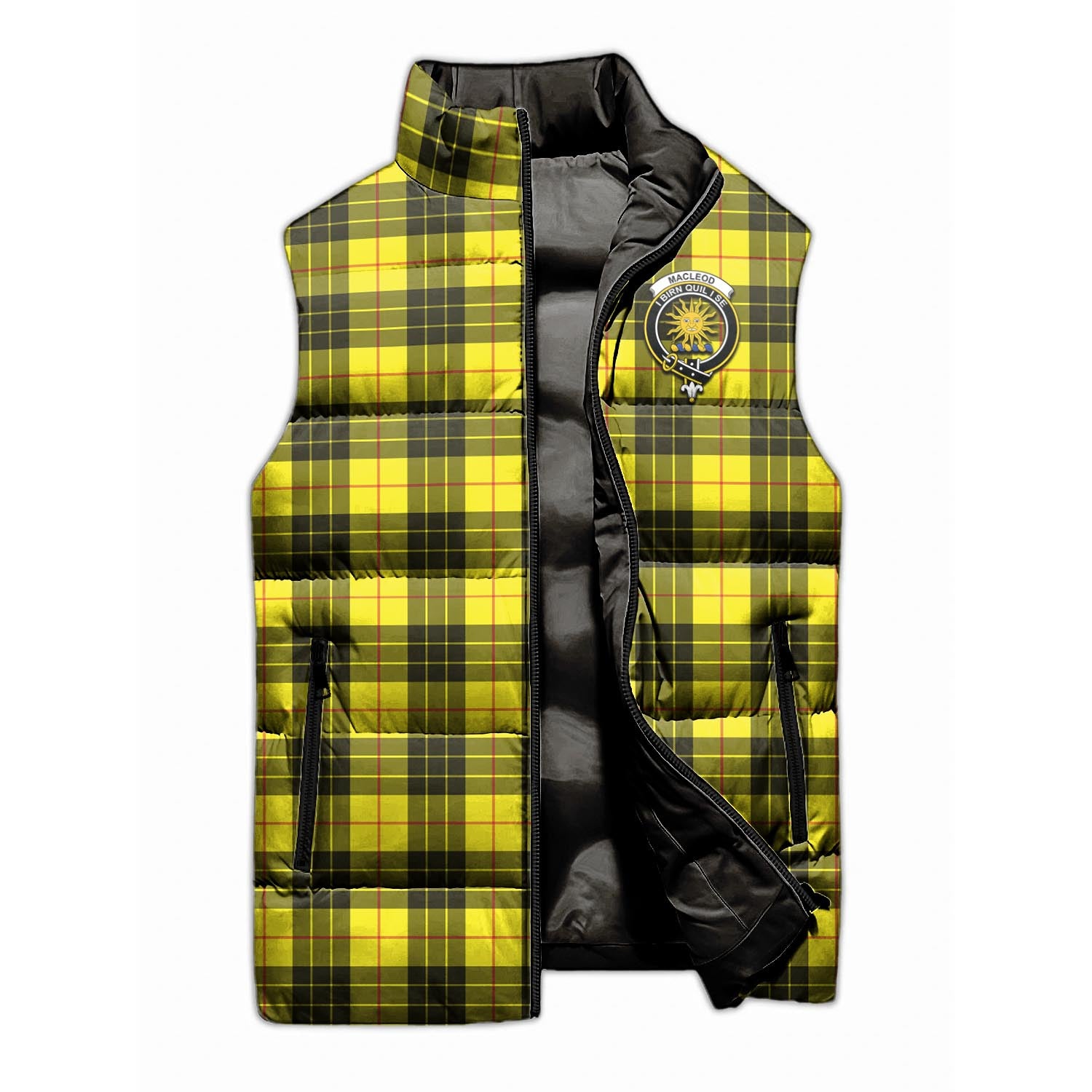 MacLeod of Lewis Modern Tartan Sleeveless Puffer Jacket with Family Crest - Tartanvibesclothing