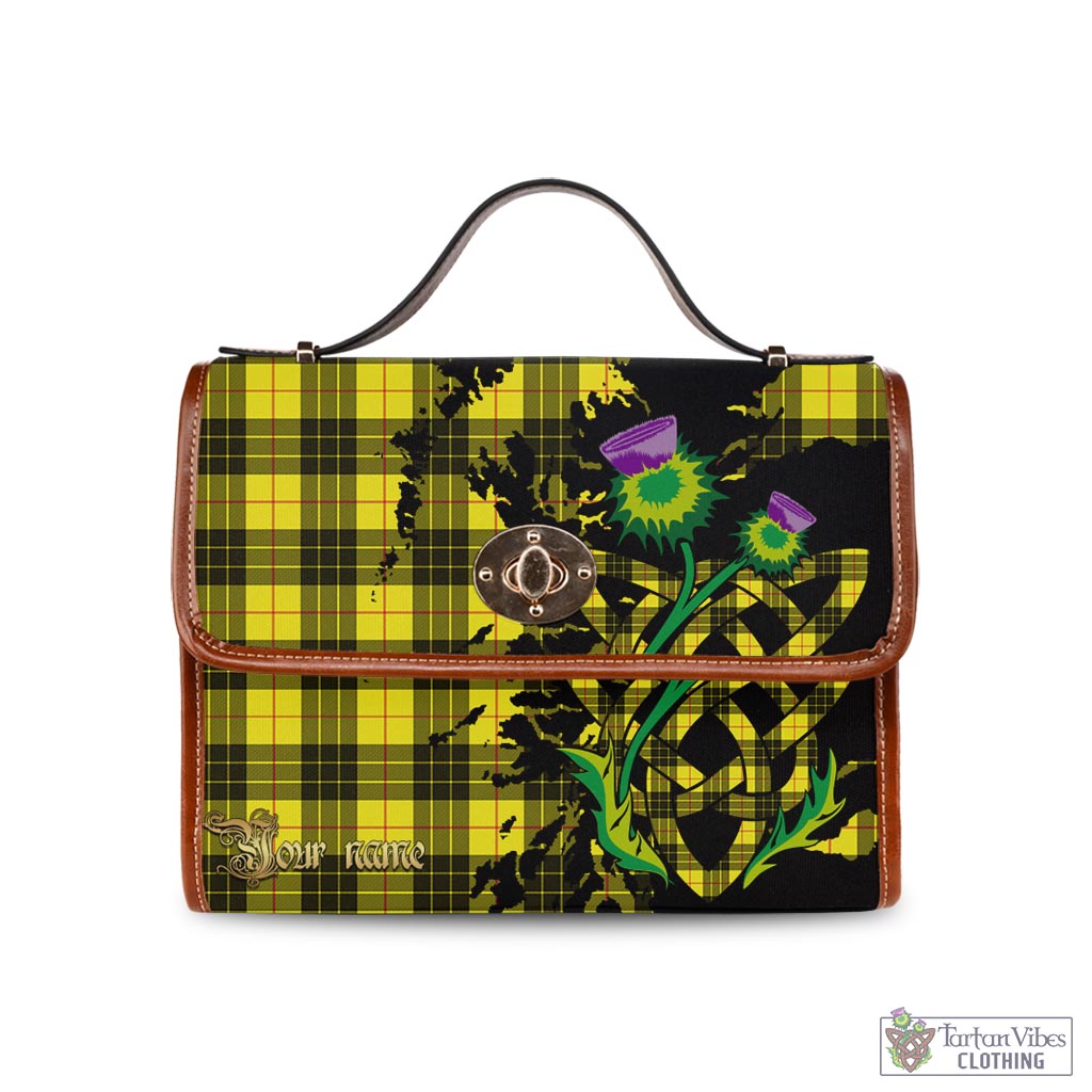 Tartan Vibes Clothing MacLeod of Lewis Modern Tartan Waterproof Canvas Bag with Scotland Map and Thistle Celtic Accents