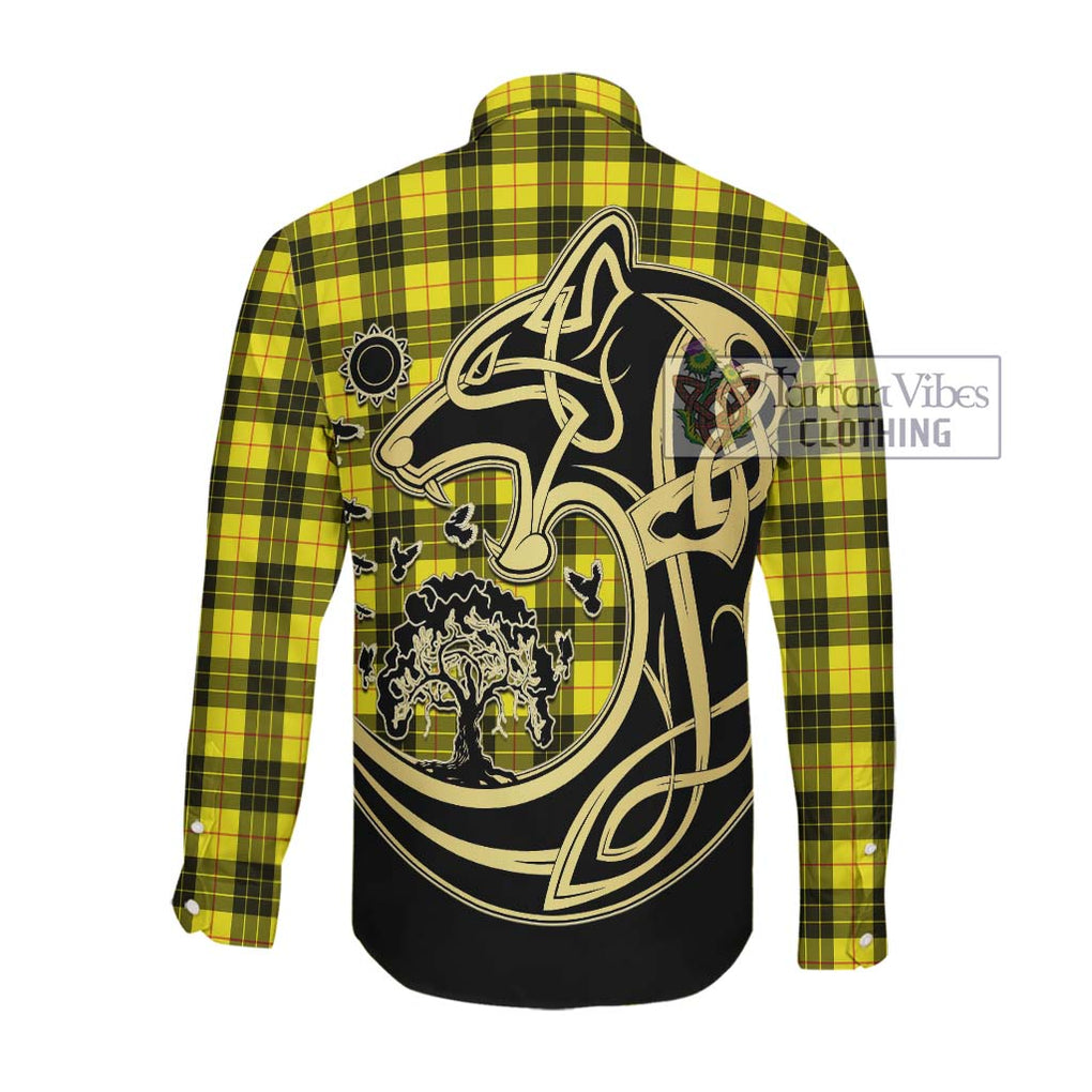 MacLeod (McLeod) Tartan Long Sleeve Button Shirt with Family Crest Celtic Wolf Style Men's Shirt - Tartan Vibes Clothing