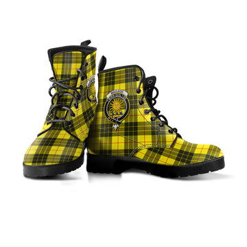 MacLeod (McLeod) Tartan Leather Boots with Family Crest